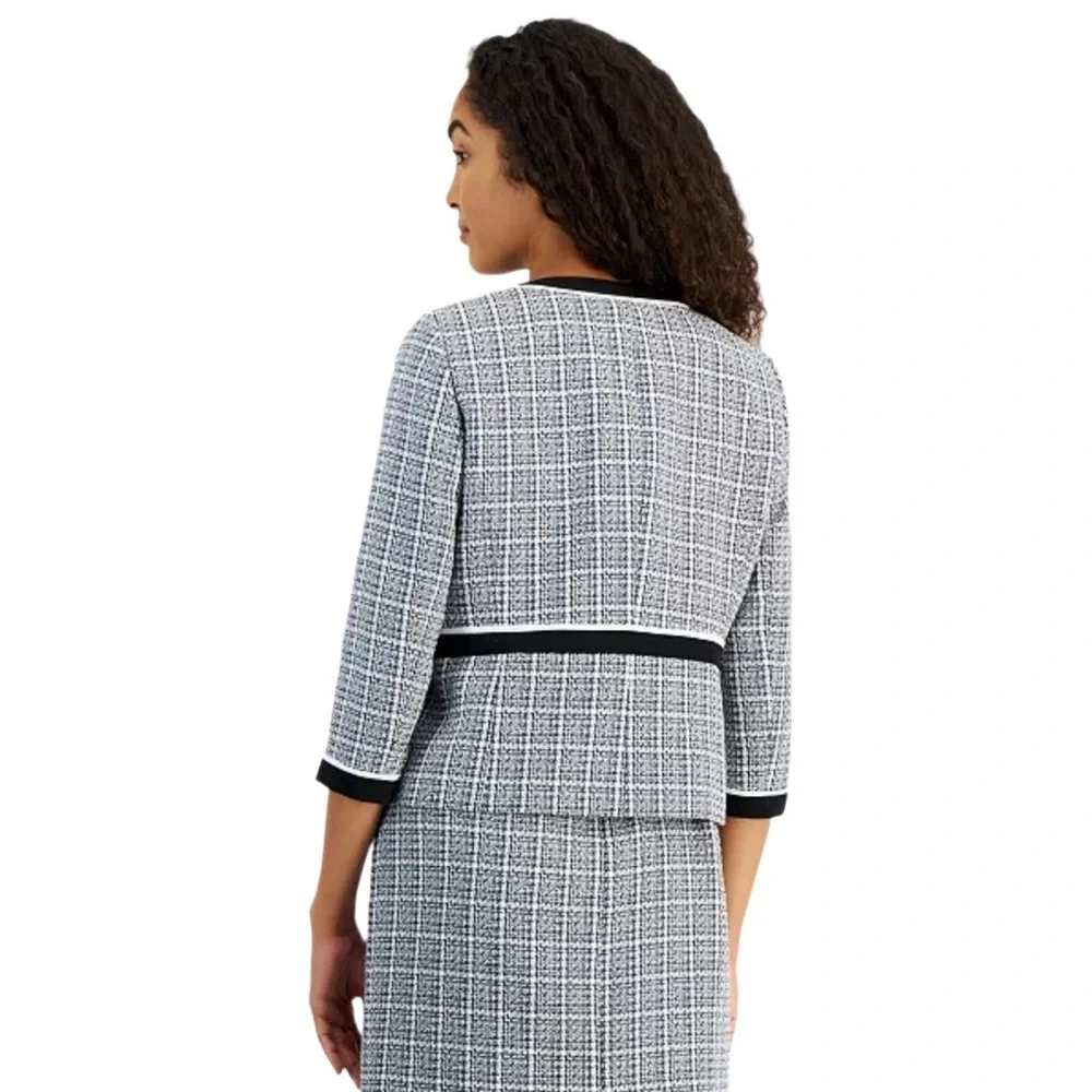 Kasper Women's Open-Front Piped-Trim Tweed Jacket, Regular & Petite NEW